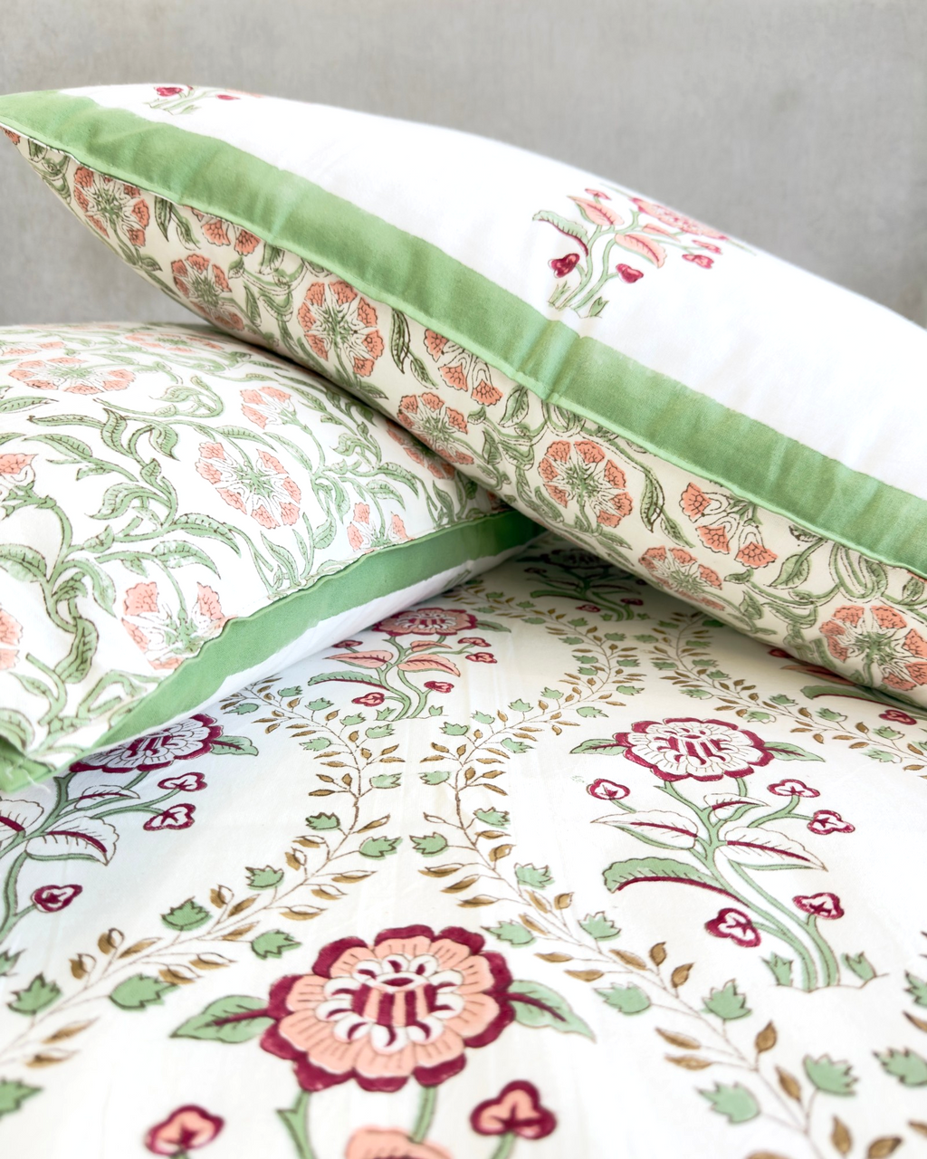 Red and Green Floral Anokhi Bedsheet