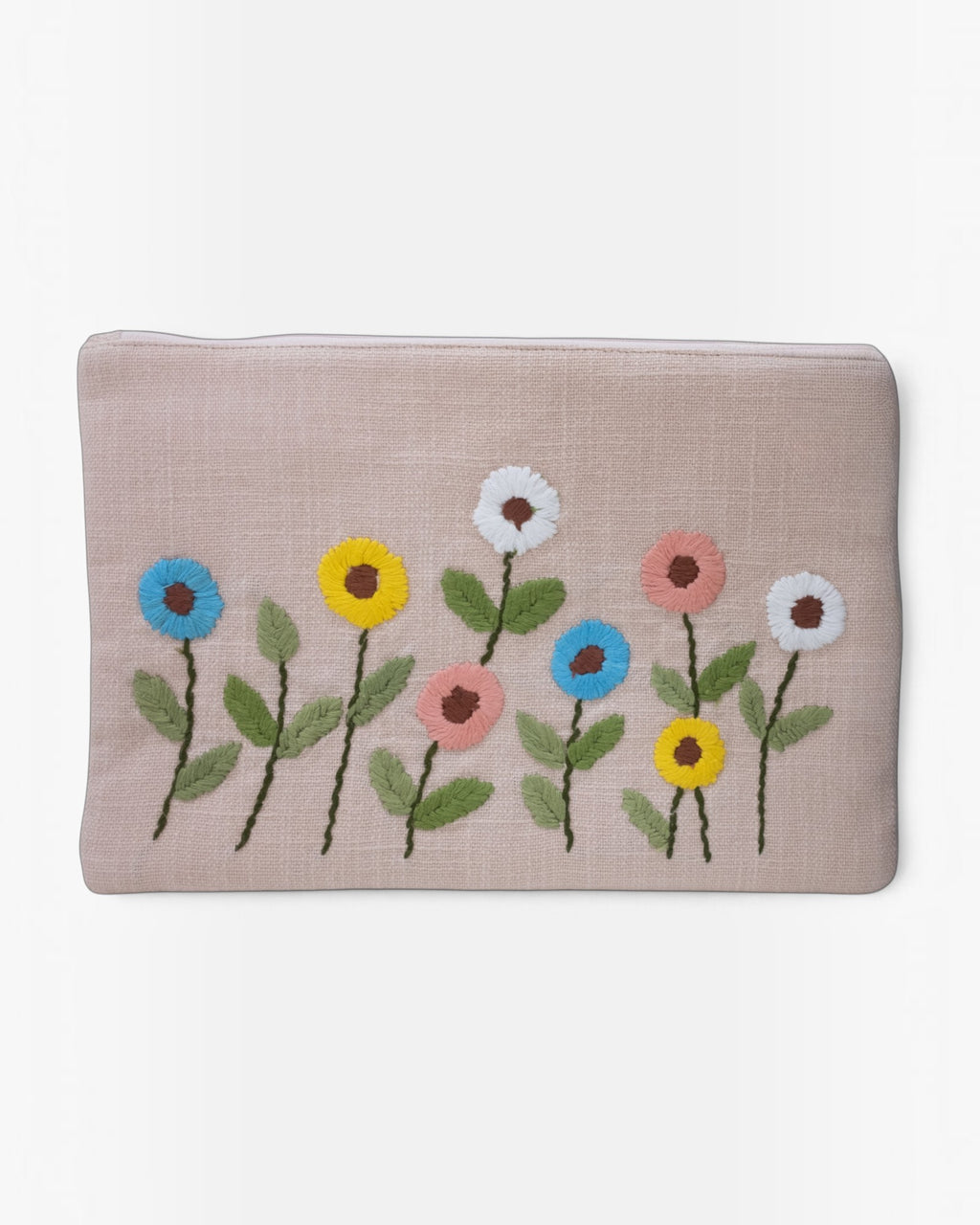 Peach Floral Embroidered Pouch