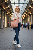 Peach & White Floral Tote Bag