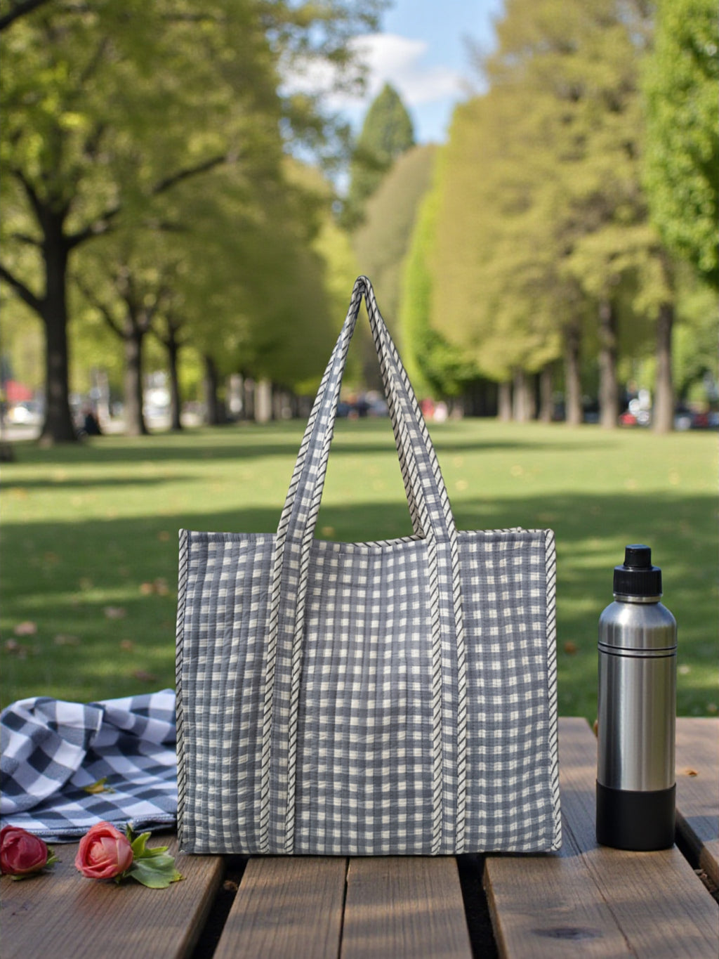 Gray & White Tote Bag