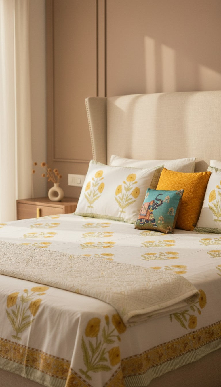 Yellow Flowers Percale Bedsheet