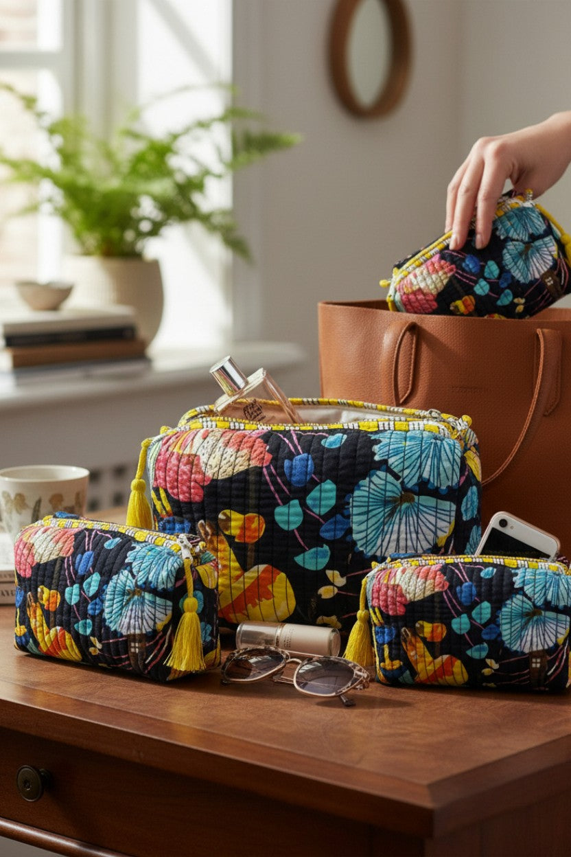 Black 3 Piece Travel Kit Organizers