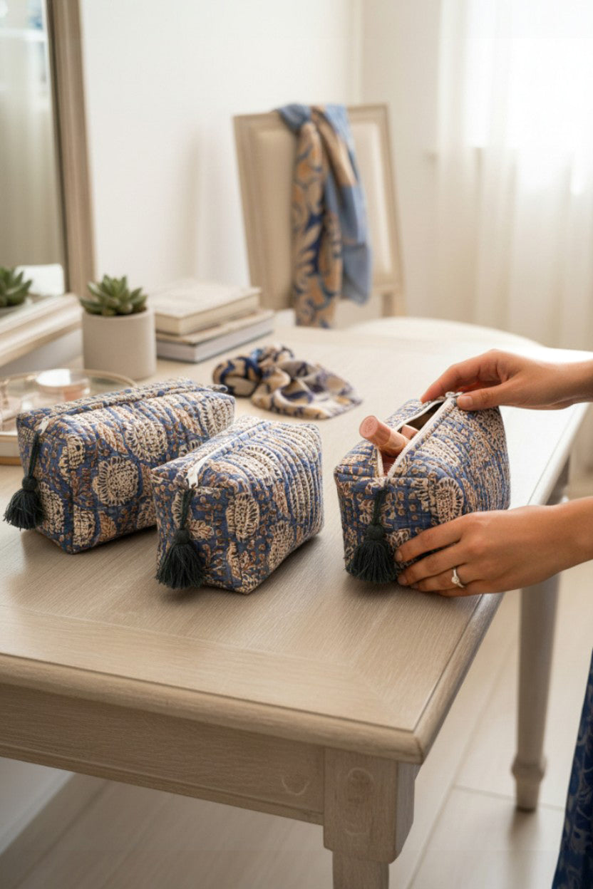 Blue 3 Piece Travel Kit Organizers