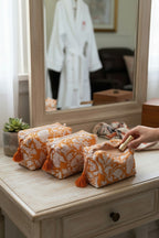 Orange Floral 3 Piece Travel Kit Organizers