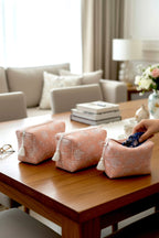 Peach Floral 3 Piece Travel Kit Organizers