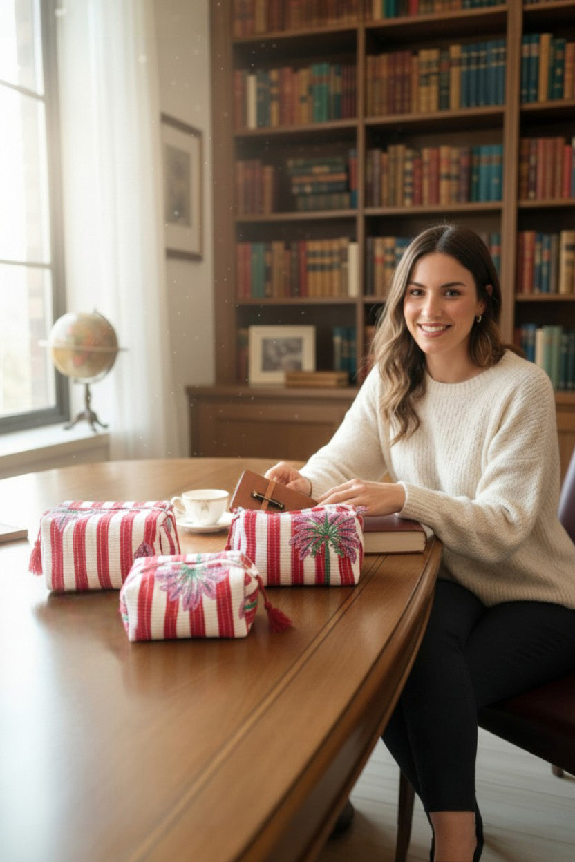 Red & White 3 Piece Travel Kit Organizers