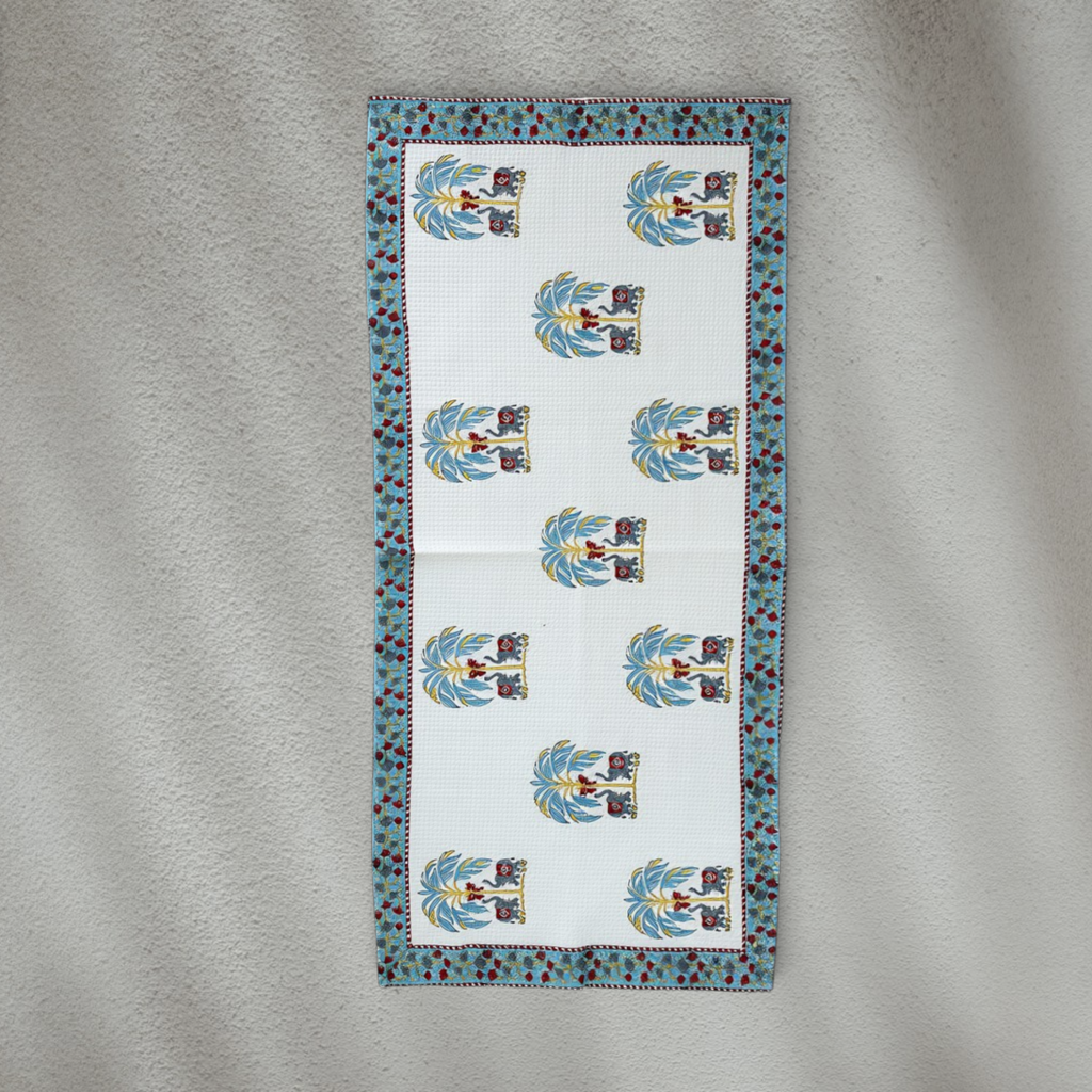 Handblock Printed Waffle Bath Towel