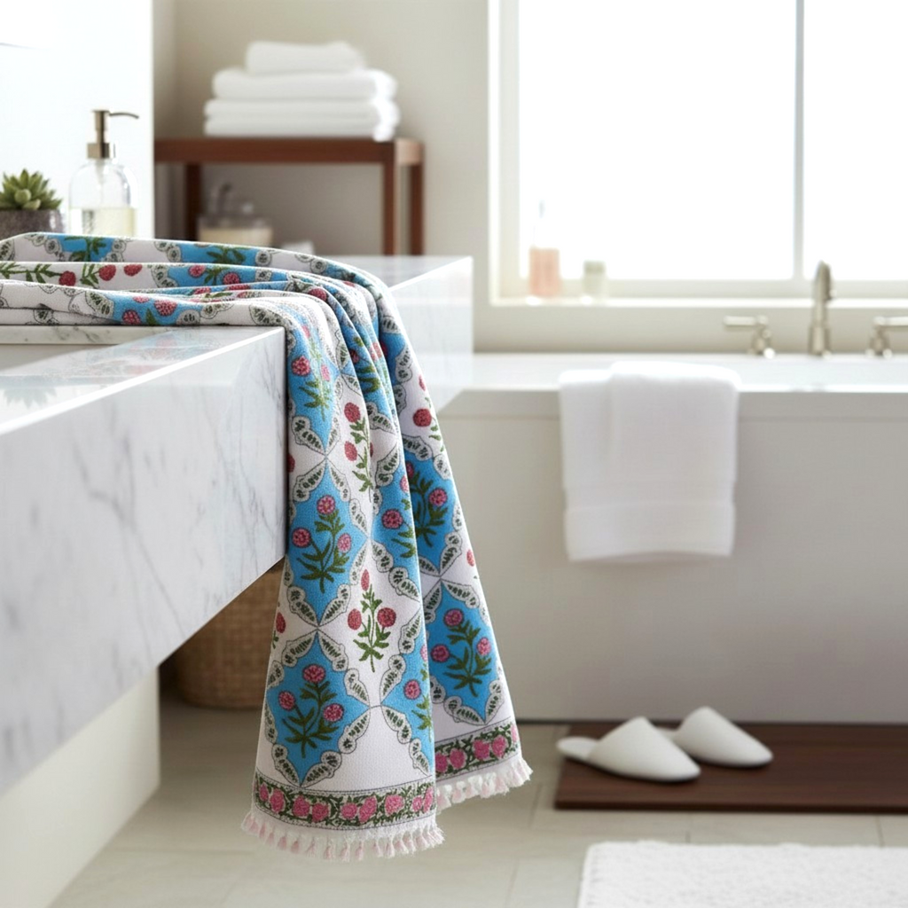 Handblock Printed Cotton Towel Set