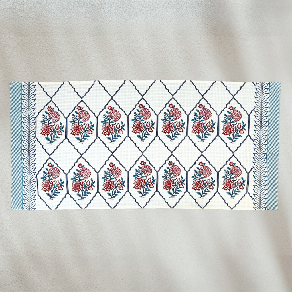 Handblock Printed Waffle Bath Towel