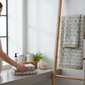 Handblock Printed Waffle Bath Towel