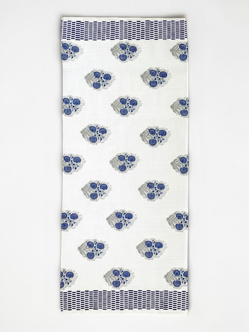 Handblock Printed Waffle Bath Towel