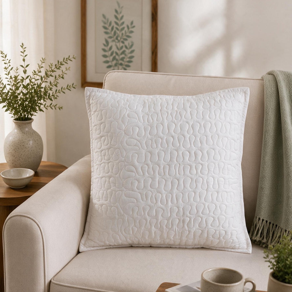 White Quilted Cushion Cover