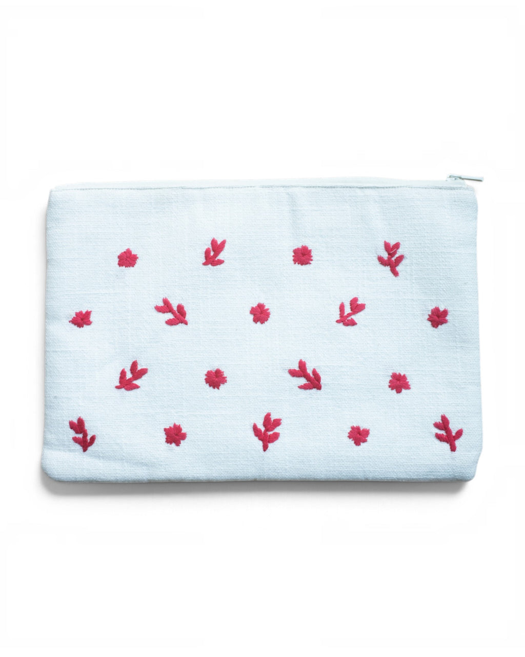 White Hand Embroidered Pouch