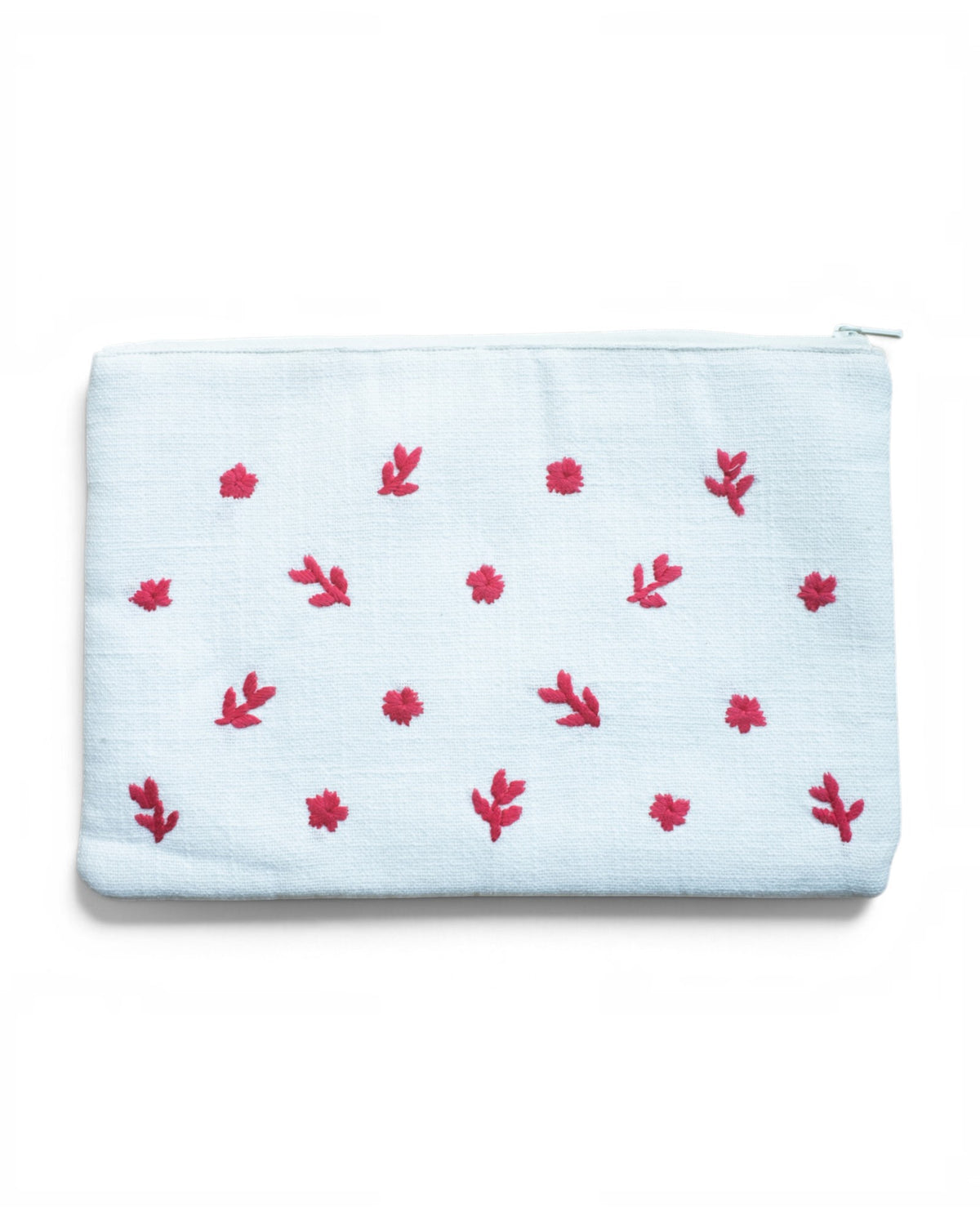 White Hand Embroidered Pouch